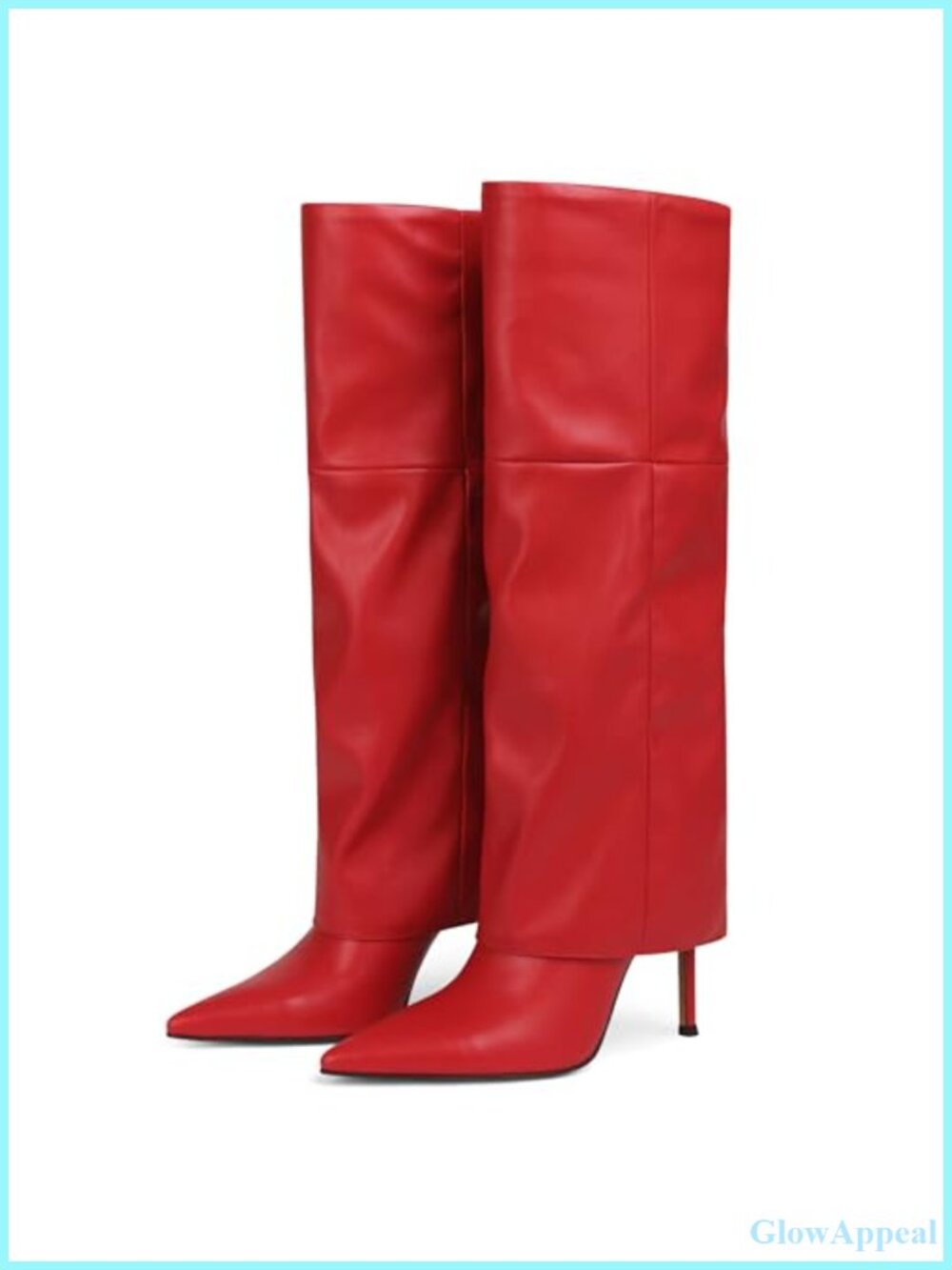Knee High Stiletto Heel Fold Over Pointed Toe Tall Boots
